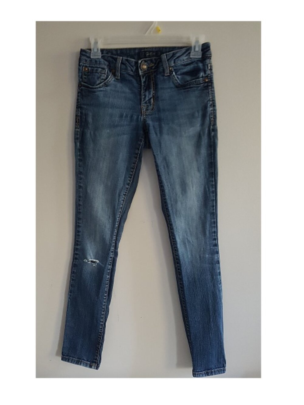 Jessica Simpson Forever Super Skinny Jeans Size 27 Blue Denim Stretch Low Rise